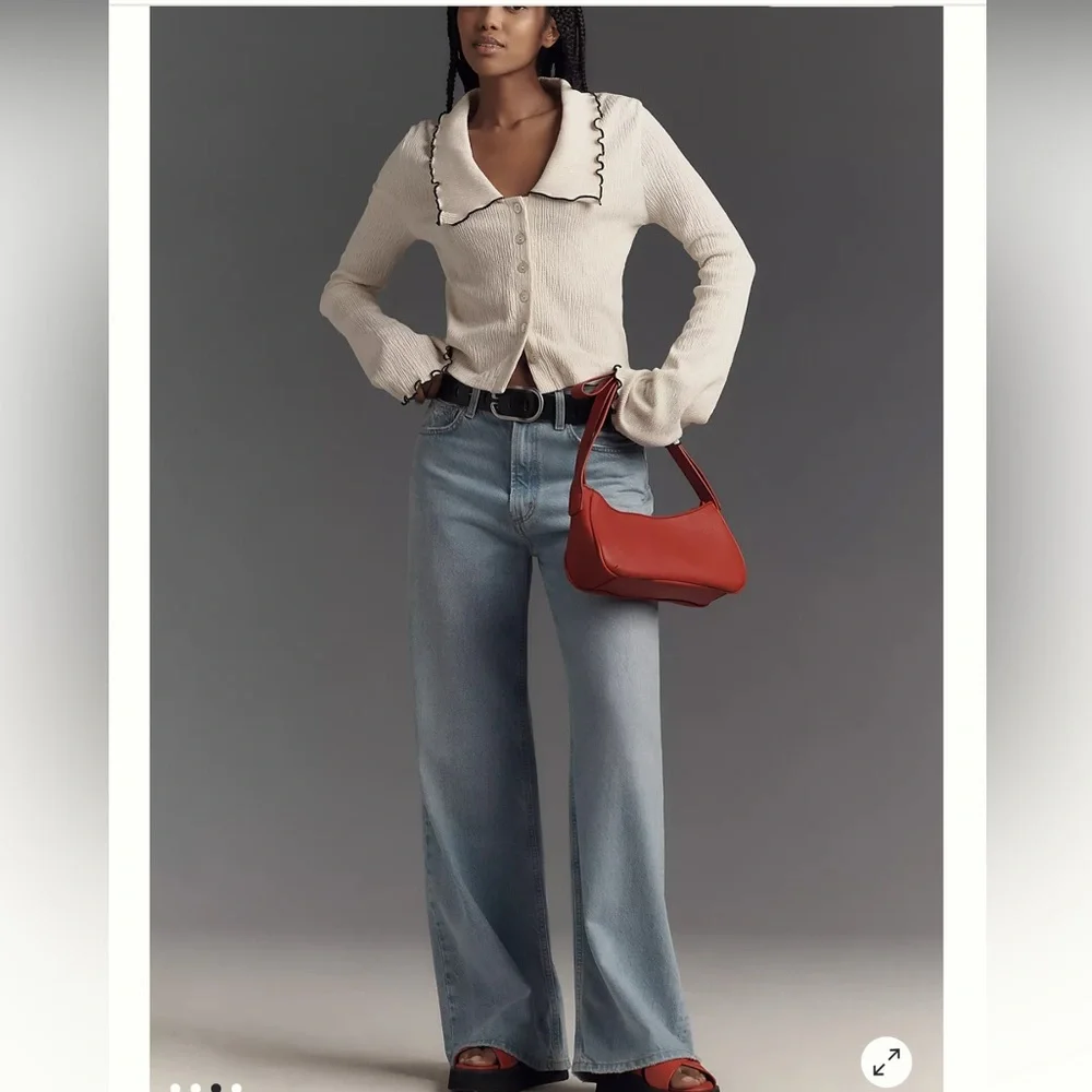 Anthropologie Nation Los Angeles Daisy Oversized Collar Button-Front Top - Picture 4 of 12